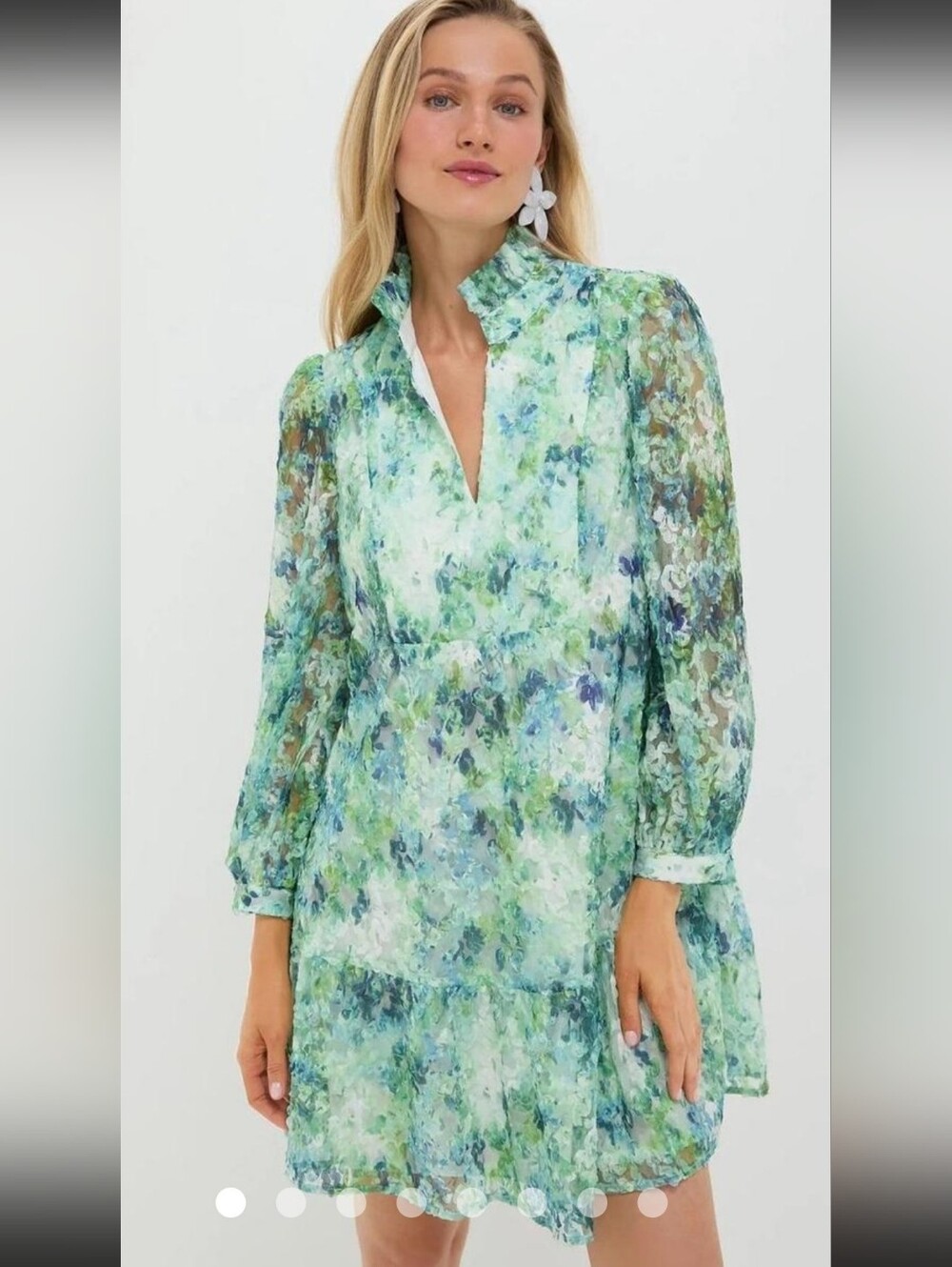 Tuckernuck Waterlillies Organza Dress Aqua Green Floral Tiered Mini Dress